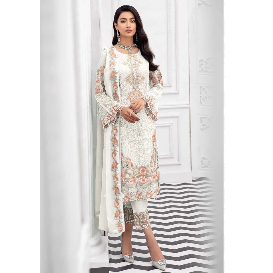 Designer Pakistaanse Salwar Kameez Pak Indiase Dragen Georgette Draad Borduurwerk Hand Werk Jurken Dames Vrouwen Etnische Kleding