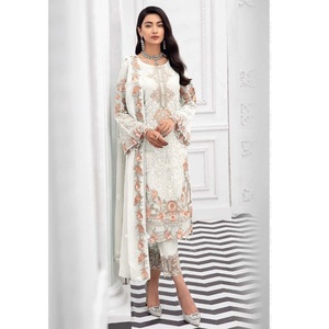 Costume indien de créateur Salwar Kameez, robes de travail à la main en fil Georgette pour femmes, vêtements ethniques - Product Image 1