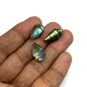 Tuyệt vời tự nhiên Labradorite ốc xà cừ vỏ hình dạng khắc đá quý đối với trang sức làm 18x10mm chữa bệnh năng lượng quyến rũ mặt dây - Product Image 4