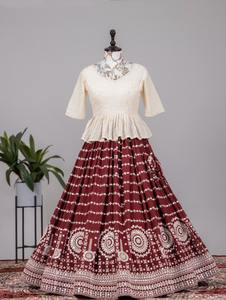 Nouveau design 2023 belle Georgette cousu Lehenga Choli avec miroir en papier et broderie de fil pour femmes fournisseur - Product Image 3