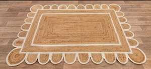 Alfombra de área moderna hecha a mano Natural de tamaño personalizable, alfombra rectangular de yute con patrón abstracto para decoración del hogar - Product Image 4