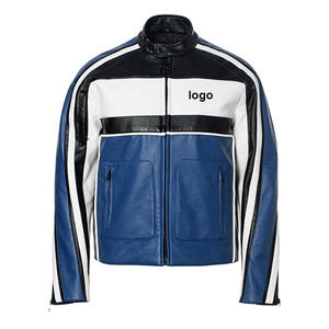 Chaqueta Bomber Retro Clásica Azul de Piel de Vaca, Diseño Personalizado, Unisex, con Capucha, Parche con Logotipo OEM, Cierre de Cremallera, para Invierno, Estilo Motociclista - Product Image 5