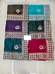 Sari de gasa bordado refinado en tela de organza con borde festoneado de moda para Boutique y suministro de exportación - Product Image 2