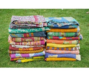 Wholesale Lot of <b>Indian</b> Vintage Reversible Kantha <b>Quilt</b> Handmade Cotton Fabric Recycled Kantha for Hotel Use - Product Image 1