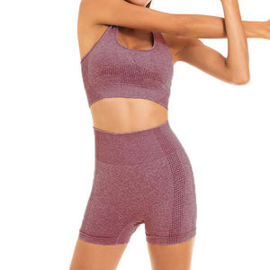 Meilleures ventes Ensemble de gymnastique 2 pièces pour femmes Collants au-dessus du genou avec motif solide Vêtements de fitness respirants pour l'entraînement - Product Image 5