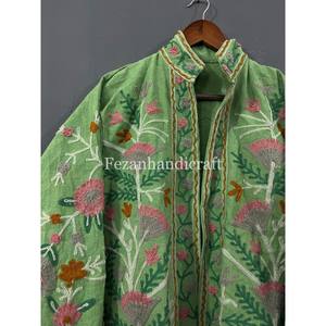 Unisex Uzbek Floral Embroidery Cotton Duck Fabric Jacket Women's Trending Short <b>Coat</b> for Autumn Party Wear Knitted Processing - Product Image 1