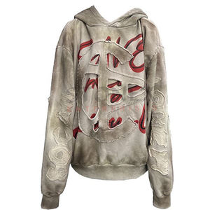 Hombres de gran tamaño Hip Hop personalizado desgastado bordado Street Wear Sudadera con capucha mejor fabricado 2023 - Product Image 1