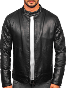 Chaqueta de Cuero de Moda para Hombre, Alta Calidad, Venta al por Mayor, Tallas XS-XXL, Estilo Urbano, Piel de Vaca, Lona Lisa Teñida, Cierre de Cremallera Frontal - Product Image 3
