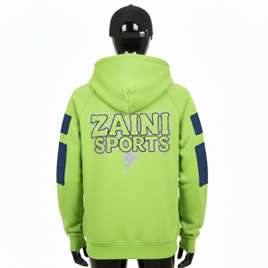 Sweat à capuche pour femme avec fermeture éclair intégrale, tissu polaire en polyester de haute qualité 320 GSM, tissu chaud, couleur verte, manches à panneaux, logo personnalisé, sweat-shirts basiques - Product Image 2