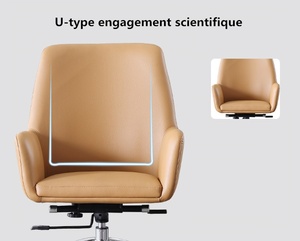 Chaise de bureau exécutive moderne à dossier croisé, ergonomique, réglable en hauteur, avec base en acier inoxydable, pivotante et à roulettes, pour homme - Product Image 2