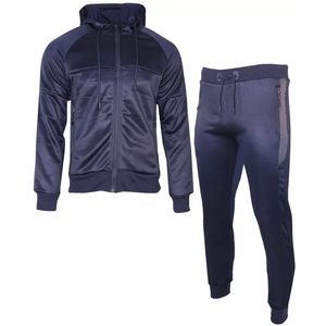 Men's Premium Polyester Brushed Zipper Tracksuit Hooded Sweatshirt <b>Jogger</b> Bottoms 2 Piece <b>Set</b> <b>Plus</b> <b>Size</b> Winter Collection - Product Image 3
