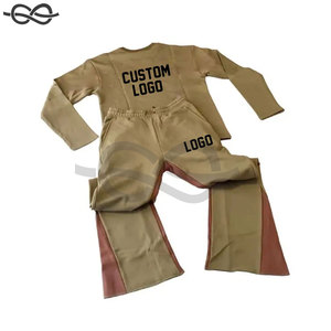 Conjunto Deportivo de Invierno para Hombre, Talla Grande, Pantalones Deportivos Acampanados, Sudadera con Cierre, Estilo Urbano, Unisex, con Pedrería - Product Image 4
