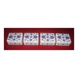 Boîtes à bijoux en marbre naturel brillant incrusté d'albâtre, design artisanal indien célèbre, pour la décoration de la maison - Product Image 1