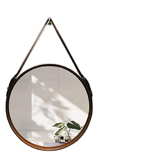 MS-Espejo decorativo redondo con colgante de madera maciza, decoración de pared antigua de granja y dormitorio, sala de estar - Product Image 2