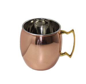 Solid Stainless Steel Copper Moscow Mule for Mugs 18 oz Capacity with Nickel Lined Round-Handle Pure Copper Cup Gift Design - Product Image 1