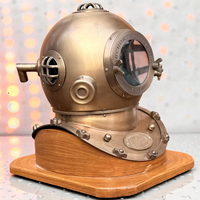Casque de plongée vintage en laiton finition brune, objet décoratif |   Casque de plongée antique pour les profondeurs marines