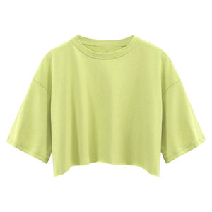 Custom Made Women's O-Neck <b>Crop</b> <b>Tops</b> Lightweight & Breathable 100% Cotton & Polyester Customized Logo - Product Image 4