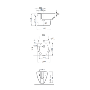 Corsica White Ceramic Wall-Hung <b>Bidet</b> - Product Image 2