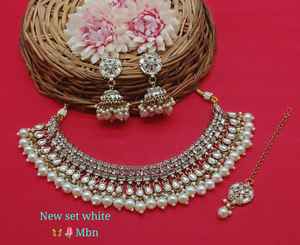 Conjunto de joyas chapadas en oro Kundan tradicional indio y conjunto de collar de cobre para mujeres y niñas accesorios indios joyería Mujer - Product Image 5