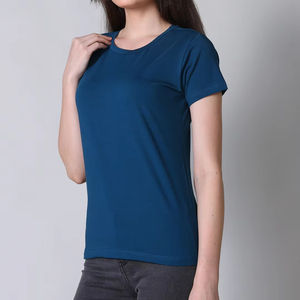 เสื้อยืดเอวลอยแฟชั่นสำหรับผู้หญิงเสื้อยืดผ้าฝ้ายระบายอากาศได้ดีพิมพ์ลาย100% ผ้าฝ้ายแบบเรียบ - Product Image 1