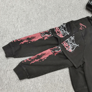 Sweat à capuche surdimensionné à double couche avec fermeture éclair, style streetwear personnalisé, lavage à l'acide, coupe ample, broderie 3D, impression DTG, sweat à capuche court pour homme - Product Image 3