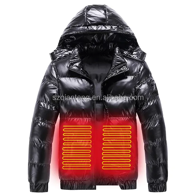 AQTQ Custom Outdoor Male Padded Bubble Warm Winter Shiny Jackets Men'S Puffer Jacket Heated Jackets
