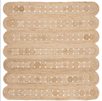 Tapis de sol rectangulaire en jute naturel tressé, épais, à poils moyens, réversible, grande taille, pour usage domestique, chambre, porte