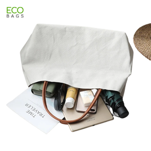 Bolsas de lona de algodón básicas de moda 2023, correa de PU, precio de fábrica al por mayor, cierre abierto para bolsas de cosméticos de maquillaje de viaje, estuches - Product Image 5