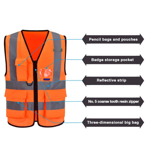 Gilet haute visibilité de qualité supérieure pour hommes femmes haute visibilité multi-poches fermeture éclair vêtements de sécurité réfléchissants coton respirant - Product Image 2