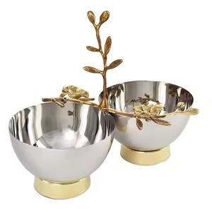 Bol de service en métal de forme ronde, série de vaisselle pour espaces de repas élégants - Product Image 1