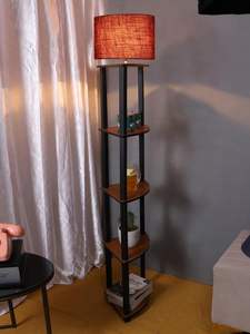 Lámpara de Pie Rústica con Pantalla Plegada de Yute y Algodón Color Marrón, Elegante para Sala de Estar u Oficina, Clásica, Multicolor, Suministro al por Mayor - Product Image 3