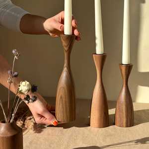 Portavelas de Madera Estilo Rústico, Florero, Mueble Decorativo Inspirado, Silueta en Forma de Especiero, Decoración Navideña Cálida para el Hogar - Product Image 3