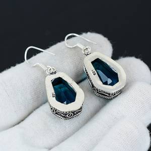 Lunette réglage Indicolite 925 argent fait à la main en forme de cercueil ensemble de bijoux en pierres précieuses matériel Style bohème cadeau pour femme pour elle - Product Image 4