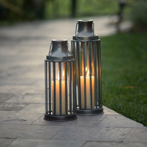 High Quality <b>Outdoor</b> Round Metal Pillar <b>Candle</b> <b>Holder</b> Unique Designer Lanterns in 2 Sizes for Home Decoration - Product Image 2