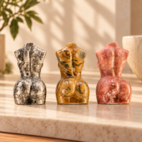 Sculpture de torse féminin multi-matériaux en pierre polie, figurine de femme en cristal faite à la main, décoration d'intérieur, cadeau