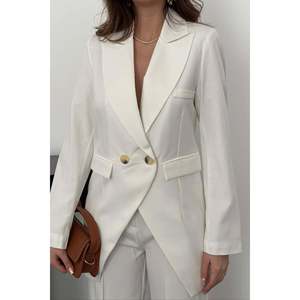 Off-<b>white</b> satin <b>jacket</b> and trousers set - Ecru - Product Image 3