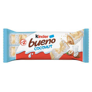 Barres de chocolat au chocolat et à la crème de noisettes Kinder Bueno Coconut Mini de haute qualité, 12 sachets, emballées individuellement, 18 chocolats par sachet, 97g - Product Image 4