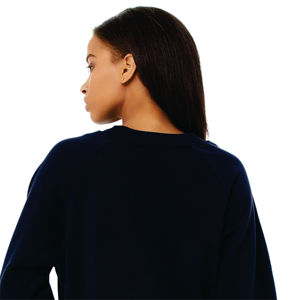 52% Airlume – pull-over court à manches Raglan pour femme, en coton peigné et à anneaux, 48% polaire bleu marine - Product Image 6