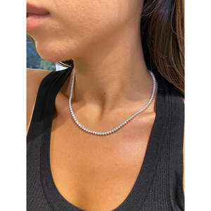 SHREYA DIAM IGI Certified 14k <b>Gold</b> Pave Set Lab Grown Elongated Diamond <b>Tennis</b> <b>Necklace</b> Round Cut Anniversary Gift - Product Image 4