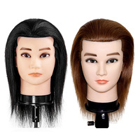 Tête de mannequin pour hommes, cheveux humains naturels lisses, pour tressage, coloration, permanente, coupe et formation