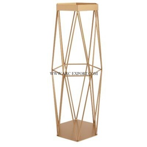 Fer en métal enduit de poudre noire intérieur et extérieur à 4 niveaux supports de harlow ensemble de 3 merveilleux supports de harlow de fleur de jardin de conception - Product Image 2