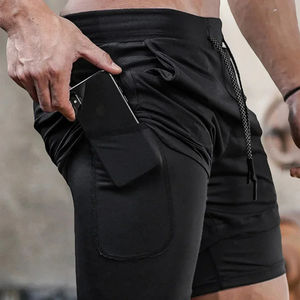 Shorts de compression personnalisés pour hommes, pantalons athlétiques de gymnastique avec votre logo, vêtements de sport de fitness, shorts de sport personnalisés à double couche à séchage rapide - Product Image 5