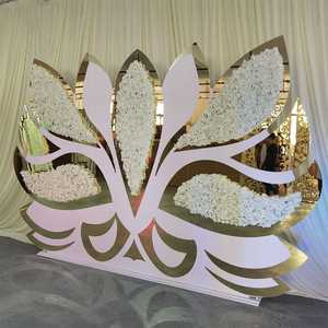 Dream Like Modern Luxurious Floral Acrylic Backdrop Panneau d'or Décoration de scène de mariage Nouvelle arrivée pour les décorations d'événements - Product Image 1