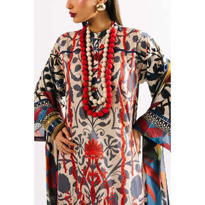 Ensemble 3 pièces en mousseline imprimée avec dupatta brodé, respirant et tendance pour les fêtes de jour - CL-62143 Taille XS, ODM disponible - Product Image 5