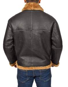 Venta superior Real Sheep Skin Men's Bomber Chaqueta de cuero Abrigo de moda para hombres Hecho de cuero original - Product Image 2