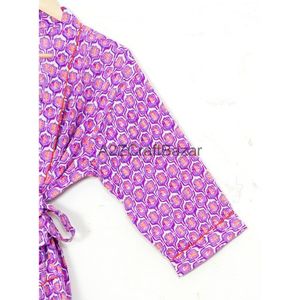 Handblok Bloemenprint Katoenen Maxi-Jurk Stijl Kimono Premium Badjas Thermische Nachtkleding Groothandel Lente Lange Kimono - Product Image 4