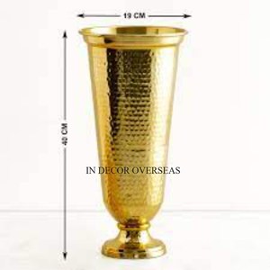 Chapado en oro de alta calidad Diseñador simple La mejor calidad Aluminio fundido Mesa DE BODA Centro de mesa Decoración Trompeta Jarrón Suministros - Product Image 2