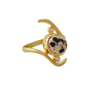 Bague en cornaline avec zircon cubique plaqué or coupe lisse Orange forme ovale pierre précieuse bijoux conçus à la main matériau principal en laiton - Product Image 6