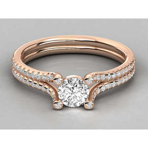 Anillo Solitario de Oro Rosa de 14K para Mujer con Diamante Cultivado en Laboratorio VS Geométrico de Oro Rosa de 18K con Rodio Fino para Compromiso, Certificado IGI - Product Image 6