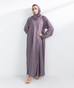 Ropa Islámica de Manga Larga de Color Negro Sólido, Hiyab Musulmán para Mujer, Abaya Musulmana Estampada, Vestido Informal de Manga Larga, Abaya de Talla Grande - Product Image 5